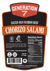 Generation 7 Sliced Old Fashion Beef Chorizo Salami | 20x2.2oz packs
